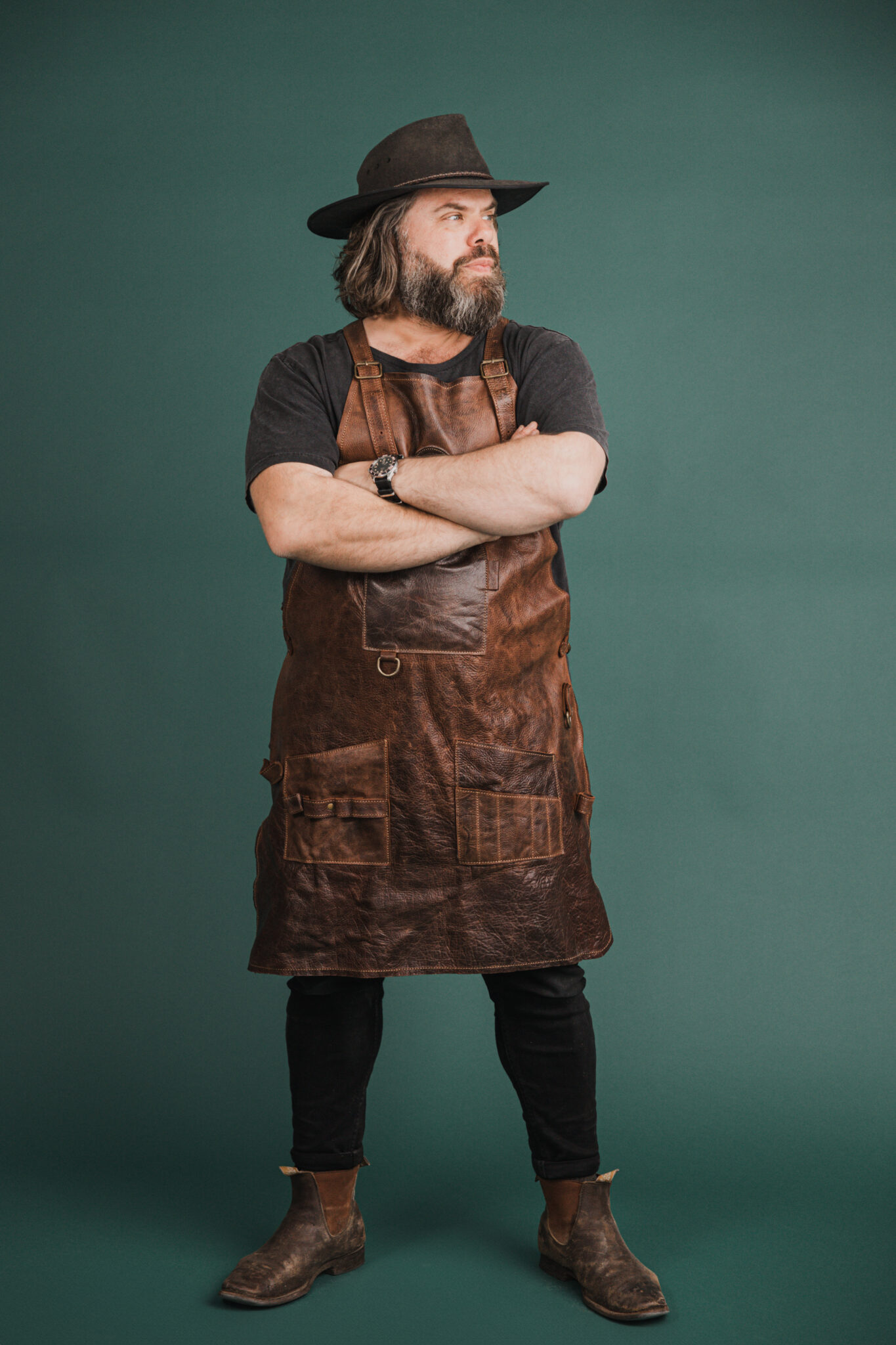 Smokin' Gauchos Brown Handmade Leather Apron