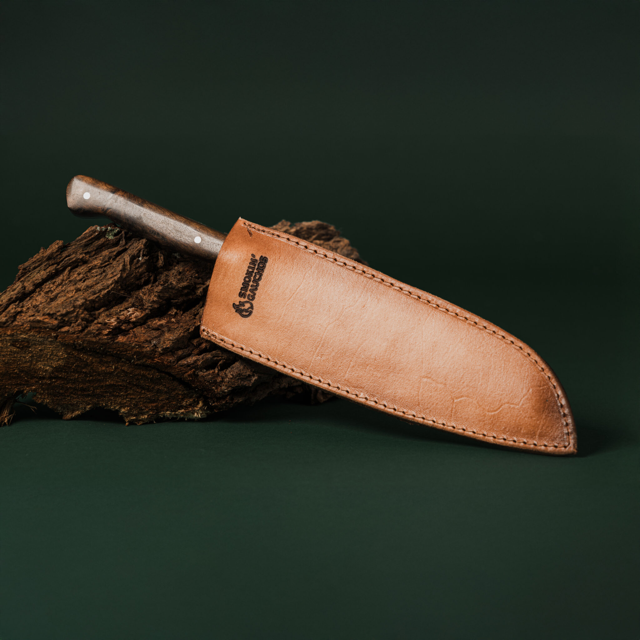 Smokin' Gauchos Handmade Santoku Chef Knife & Leather Sheath