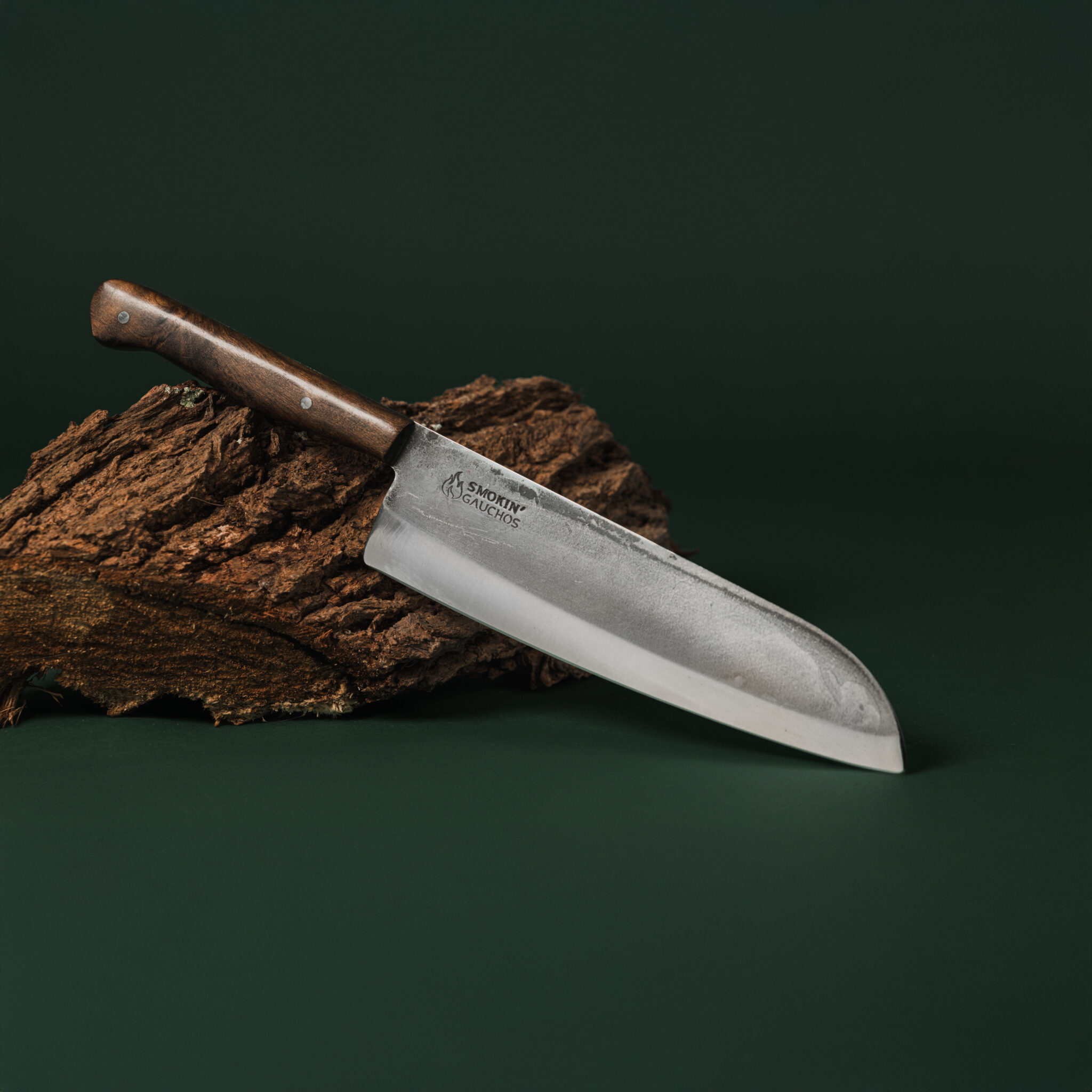 Smokin' Gauchos Handmade Santoku Chef Knife & Leather Sheath